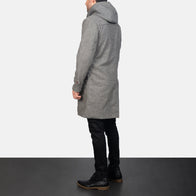 Drake Grey Wool Hooded Duffle Coat by Dash Racegear - men Jacket view 5