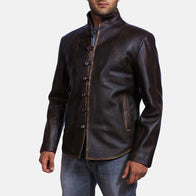Drakeshire Brown Leather Jacket by Dash Racegear - men Jacket view 2