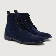Duster Brogues Blue Suede Leather Boots - StudGuard by Dash Racegear - men Leather Shoes view 1