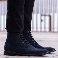 Duster Brogues Blue Suede Leather Boots - StudGuard by Dash Racegear - men Leather Shoes view 7