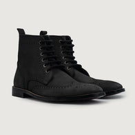 Duster Brogues Derby Black Nubuck Leather Boots by Dash Racegear - men Leather Shoes view 1