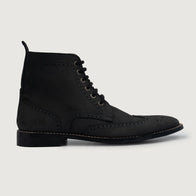 Duster Brogues Derby Black Nubuck Leather Boots by Dash Racegear - men Leather Shoes view 2
