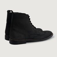 Duster Brogues Derby Black Nubuck Leather Boots by Dash Racegear - men Leather Shoes view 3