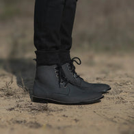 Duster Brogues Derby Black Nubuck Leather Boots by Dash Racegear - men Leather Shoes view 8