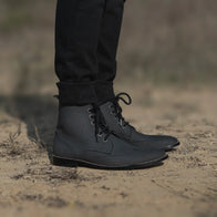 Duster Brogues Derby Black Nubuck Leather Boots by Dash Racegear - men Leather Shoes view 8