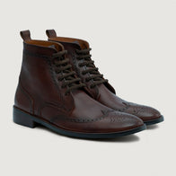 Duster Brogues Derby Brown Burnished Leather Boots - StudGuard by Dash Racegear - men Leather Shoes view 1