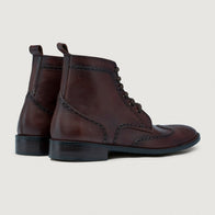 Duster Brogues Derby Brown Burnished Leather Boots - StudGuard by Dash Racegear - men Leather Shoes view 4