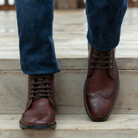 Duster Brogues Derby Brown Burnished Leather Boots - StudGuard by Dash Racegear - men Leather Shoes view 5