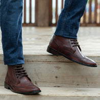 Duster Brogues Derby Brown Burnished Leather Boots - StudGuard by Dash Racegear - men Leather Shoes view 9