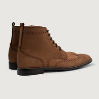 Duster Brogues Derby Brown Nubuck Leather Boots by Dash Racegear - men Leather Shoes view 3