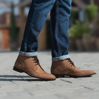 Duster Brogues Derby Brown Nubuck Leather Boots by Dash Racegear - men Leather Shoes view 8