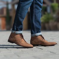 Duster Brogues Derby Brown Nubuck Leather Boots by Dash Racegear - men Leather Shoes view 8