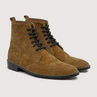 Duster Brogues Derby Brown Suede Leather Boots - StudGuard by Dash Racegear - men Leather Shoes view 1