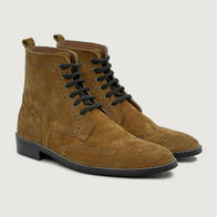 Duster Brogues Derby Brown Suede Leather Boots - StudGuard by Dash Racegear - men Leather Shoes view 1