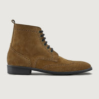 Duster Brogues Derby Brown Suede Leather Boots - StudGuard by Dash Racegear - men Leather Shoes view 2
