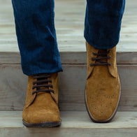 Duster Brogues Derby Brown Suede Leather Boots - StudGuard by Dash Racegear - men Leather Shoes view 5