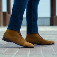 Duster Brogues Derby Brown Suede Leather Boots - StudGuard by Dash Racegear - men Leather Shoes view 7