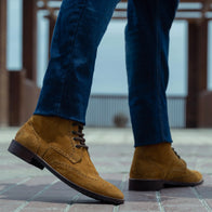 Duster Brogues Derby Brown Suede Leather Boots - StudGuard by Dash Racegear - men Leather Shoes view 8