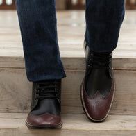 Duster Brogues Derby Maroon Black Leather Boots - StudGuard by Dash Racegear - men Leather Shoes view 5