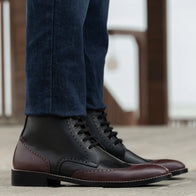 Duster Brogues Derby Maroon Black Leather Boots - StudGuard by Dash Racegear - men Leather Shoes view 6