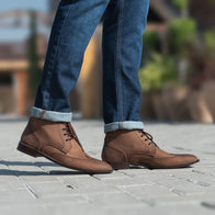 Duster Brogues Derby Oil Pull-up Brown Leather Boots by Dash Racegear - men Leather Shoes view 8