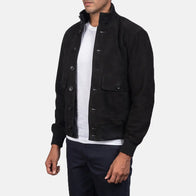 Eaton Black Suede Bomber Jacket by Dash Racegear - men Jacket view 2