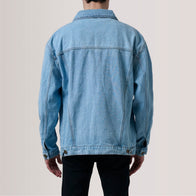 Eddie Light Blue Oversized Denim Trucker Jacket by Dash Racegear - men Jacket view 4