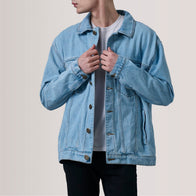 Eddie Light Blue Oversized Denim Trucker Jacket by Dash Racegear - men Jacket view 5