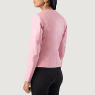 Elixir Pink Collarless Leather Jacket by Dash Racegear - women Jacket view 5