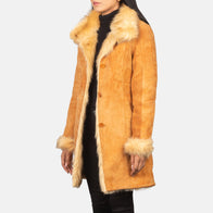 Erica Shearling Beige Leather Coat by Dash Racegear - women Jacket view 2