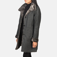 Erica Shearling Black Leather Coat by Dash Racegear - women Jacket view 2