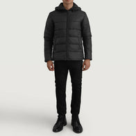 Erico Black Hooded Puffer Jacket by Dash Racegear - men Jacket view 3