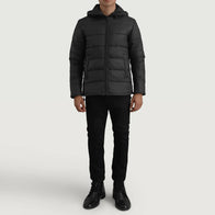 Erico Black Hooded Puffer Jacket by Dash Racegear - men Jacket view 3