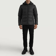 Erico Black Hooded Puffer Jacket by Dash Racegear - men Jacket view 3