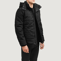 Exton Black Hooded Down Puffer Jacket by Dash Racegear - men Jacket view 2