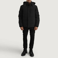Exton Black Hooded Down Puffer Jacket by Dash Racegear - men Jacket view 4