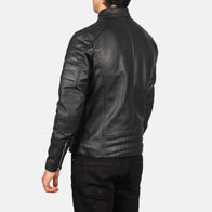 Faisor Black Leather Biker Jacket by Dash Racegear - men Jacket view 5