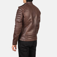 Faisor Brown Leather Biker Jacket by Dash Racegear - men Jacket view 4