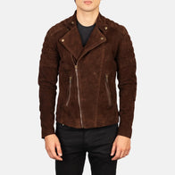 Faisor Mocha Suede Biker Jacket by Dash Racegear - men Jacket view 1