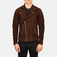 Faisor Mocha Suede Biker Jacket by Dash Racegear - men Jacket view 1