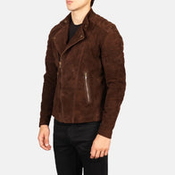Faisor Mocha Suede Biker Jacket by Dash Racegear - men Jacket view 2