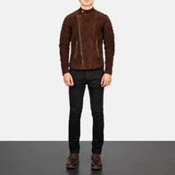 Faisor Mocha Suede Biker Jacket by Dash Racegear - men Jacket view 3