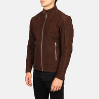 Fernando Quilted Brown Suede Biker Jacket by Dash Racegear - men Jacket view 2