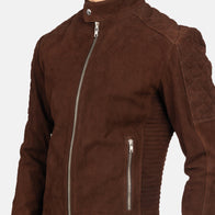 Fernando Quilted Brown Suede Biker Jacket by Dash Racegear - men Jacket view 6