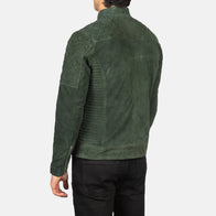 Fernando Quilted Green Suede Biker Jacket by Dash Racegear - men Jacket view 5