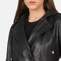 Fixon Hooded Black Trench Coat by Dash Racegear - women Jacket view 6