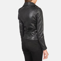 Flashback Black Leather Biker Jacket by Dash Racegear - women Jacket view 5