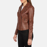 Flashback Brown Leather Biker Jacket by Dash Racegear - women Jacket view 2