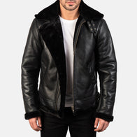 Francis B-3 Black Leather Bomber Jacket by Dash Racegear - men Jacket view 1