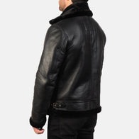 Francis B-3 Black Leather Bomber Jacket by Dash Racegear - men Jacket view 5